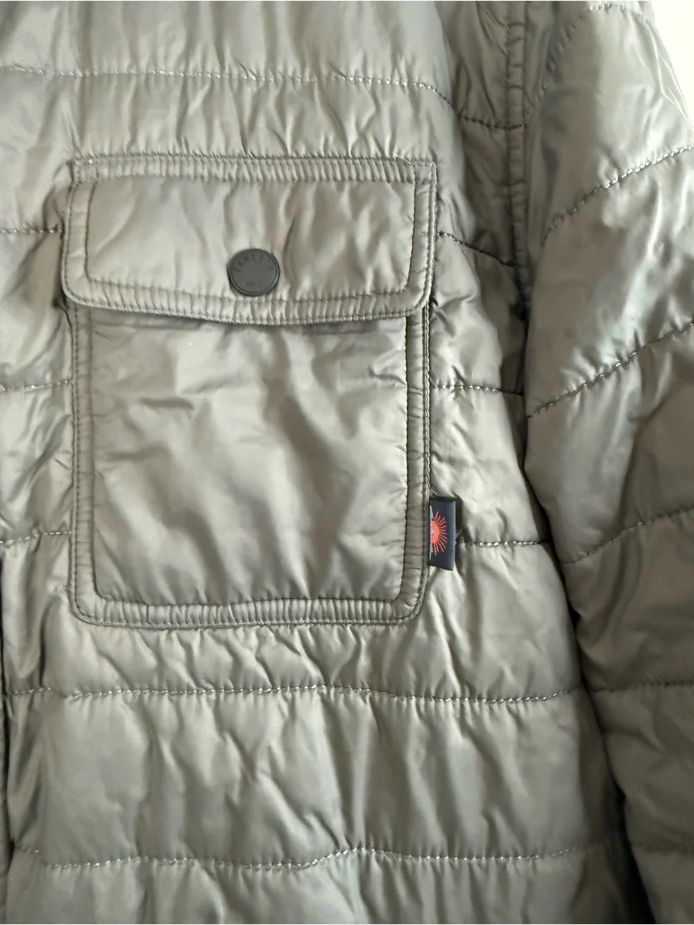 Faherty Atmosphere, men’s, gray, long sleeve, snap up, puffer shirt jacket S